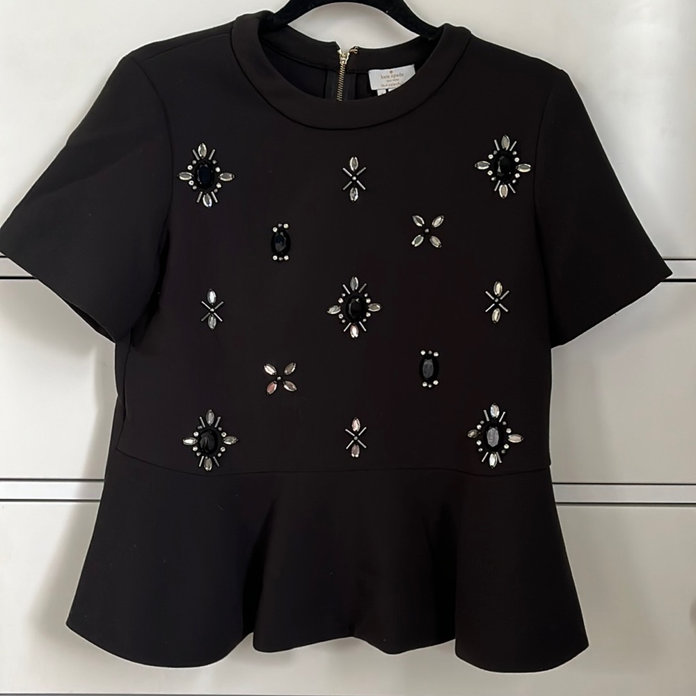 kate spade embellished peplum top